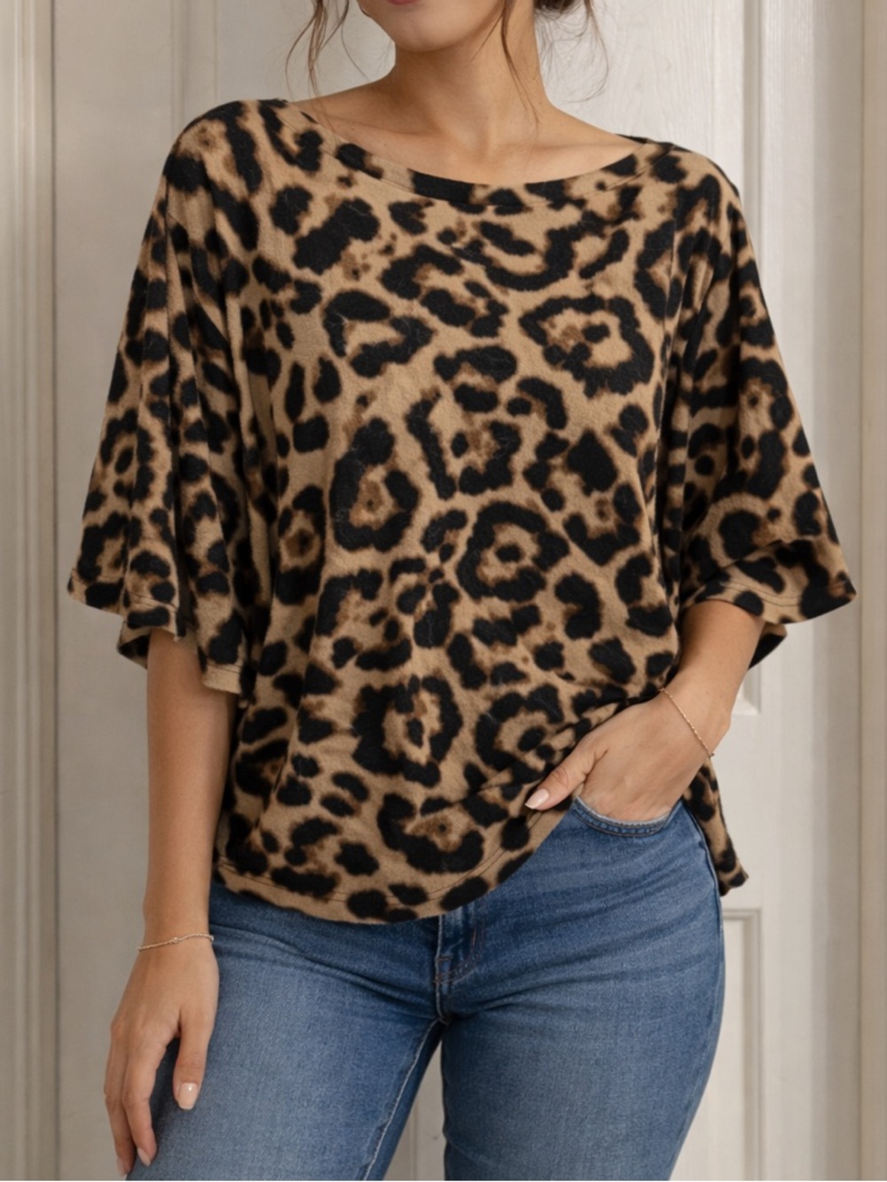 Amaryllis Leopard Print Tunic - Tan & Black
